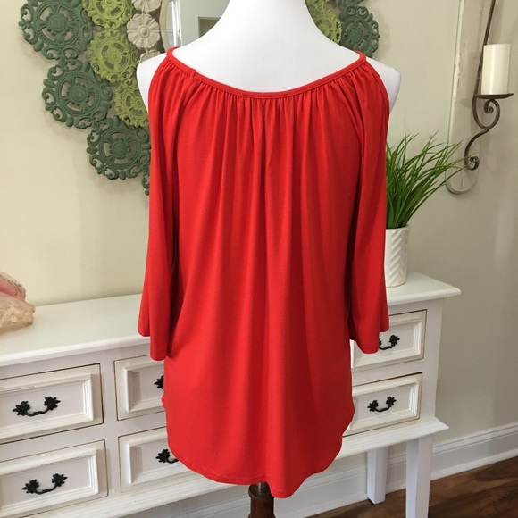 NWT Karen Kane Orange Cold Shoulder Blouse - A - Picture 5 of 6